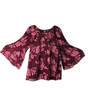 Blouse by Ana Pink Burgandy Bell Sleeves Fully lined Size Medium